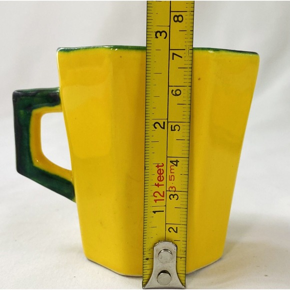 Vtg Les Grottes Dieulefit France Caves Yellowware Espresso Cups Saucers - 3 sets - Picture 13 of 13